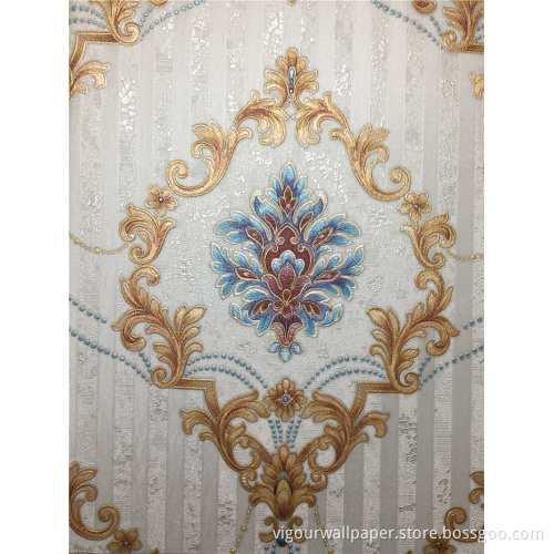 Luxury Damask Vinyl Wallpaper For Living Room Wallcovering